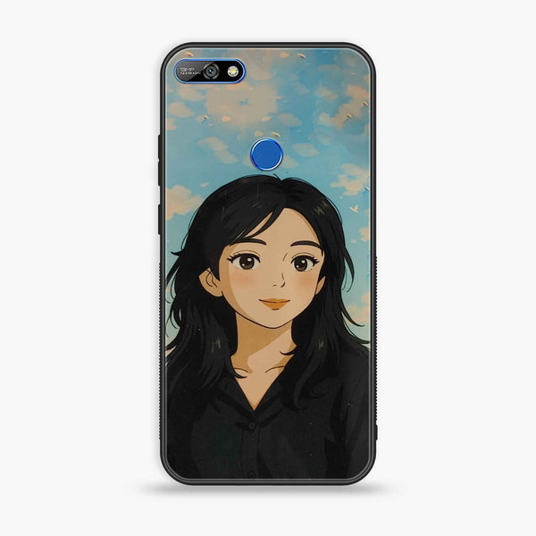 HUAWEI Y7 PRIME (2018) - Anime Girl Sky Phone  - Premium Metal Printed soft Bumper shock Proof Case  CS-32256