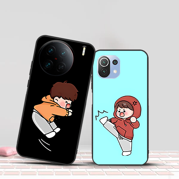 Fighting Couple Premium Glass Phone Case All Models