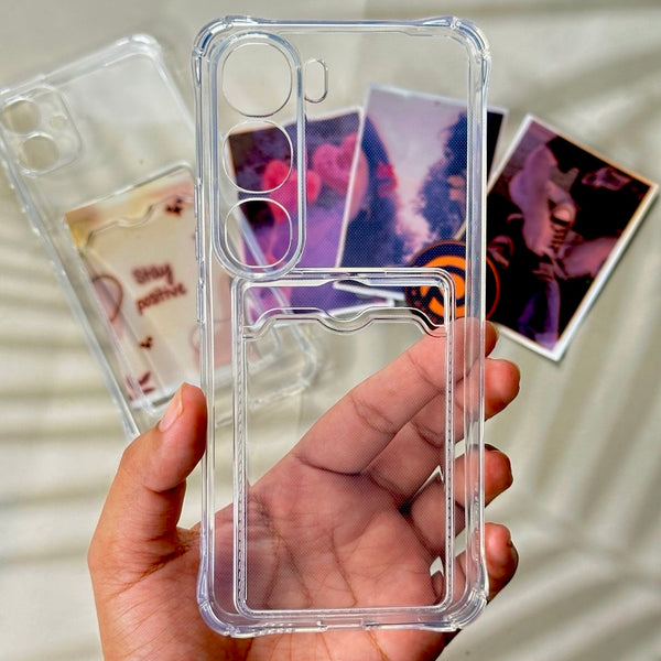 Vivo Y200 4G - Wallet Card Holder Transparent Slot ShockProof Case