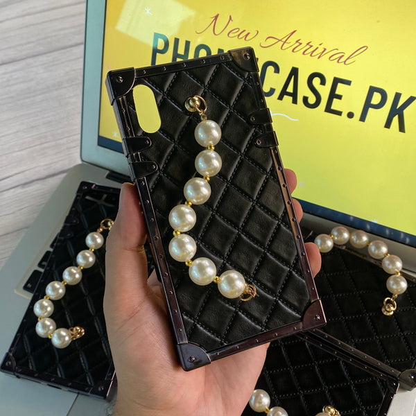 iPhone X/xs Luxury Leather Branded with pearl Holder Case