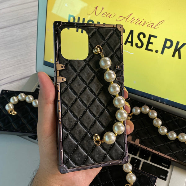 iPhone 11 Luxury Leather Branded with pearl Holder Case