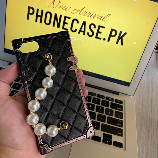 iPhone 7/8/SE 2020 Luxury Leather Branded with pearl Holder Case