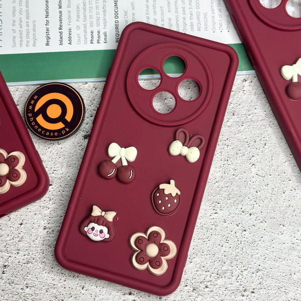 Oppo Reno 12F Cute 3D Cherry Flower Icons Silicon Case