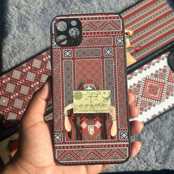 Sindhi Ajrak Art 16- Sindhi Cultural Portrait- Premium Phone Case - All Models