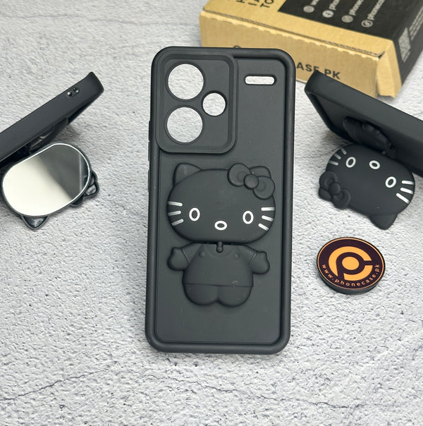 Redmi Note 13 Pro Plus - 3D Cute Kitty Case with Built-In Mirror & Stand