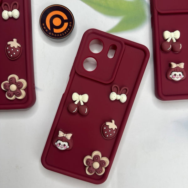Oppo A5x - Cute 3D Cherry Flower Icons Silicon Case