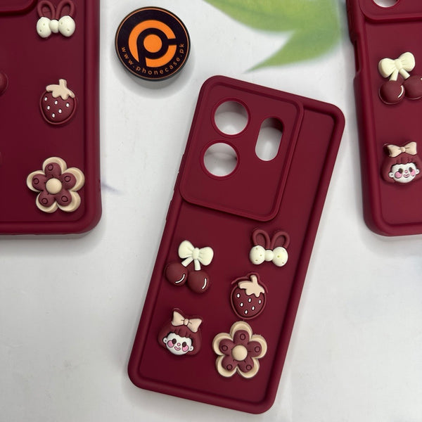 Infinix Zero 30 - Cute 3D Cherry Flower Icons Silicon Case