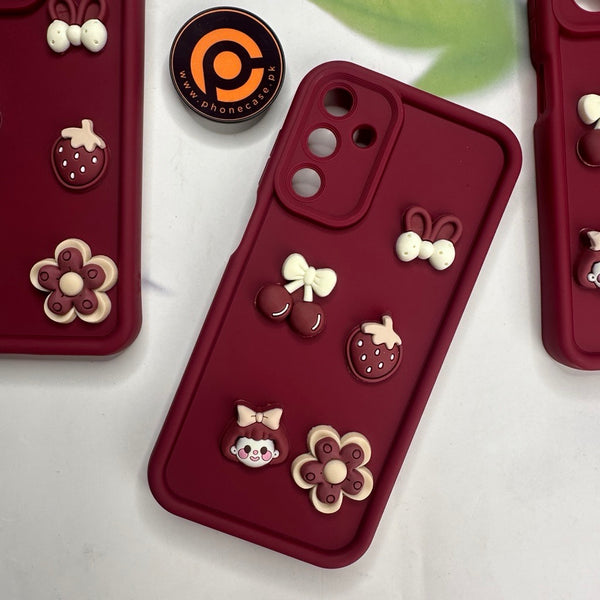 Samsung Galaxy A15 - Cute 3D Cherry Flower Icons Silicon Case