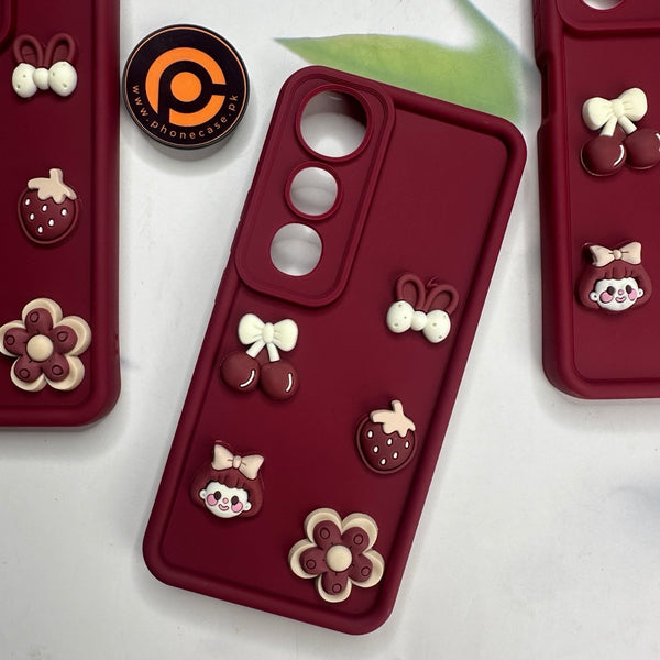 Vivo V50 Lite - Cute 3D Cherry Flower Icons Silicon Case
