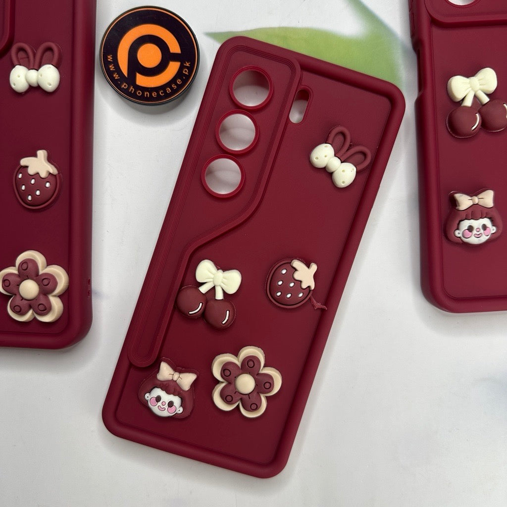 Tecno Camon 40 Pro - Cute 3D Cherry Flower Icons Silicon Case