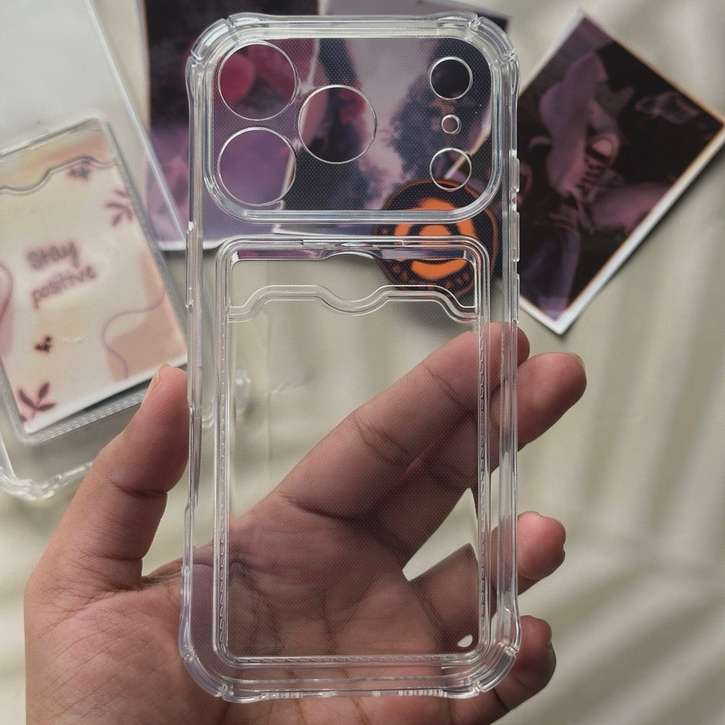 iPhone 17 Pro - Wallet Card Holder Transparent Slot ShockProof Case