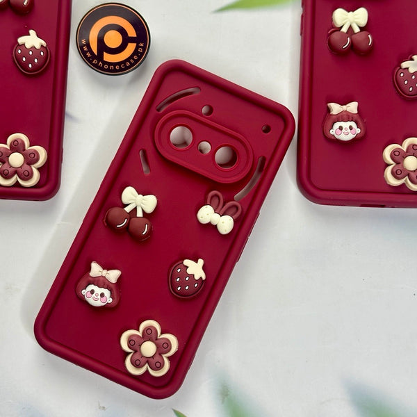 Nothing Phone 3a - Cute 3D Cherry Flower Icons Silicon Case