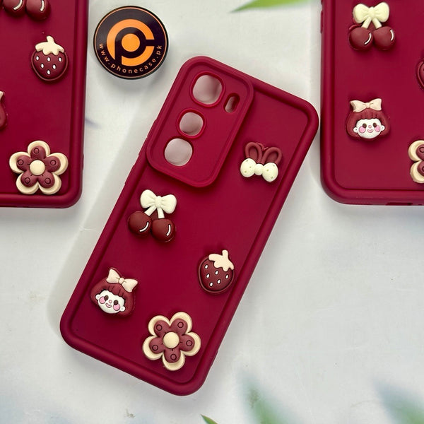 Vivo Y400 4G - Cute 3D Cherry Flower Icons Silicon Case