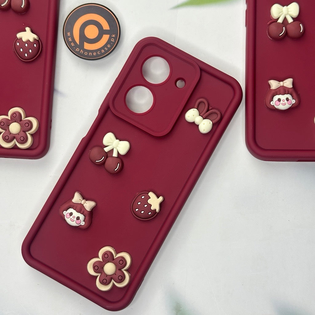 Xiaomi Redmi A5 4G - Cute 3D Cherry Flower Icons Silicon Case