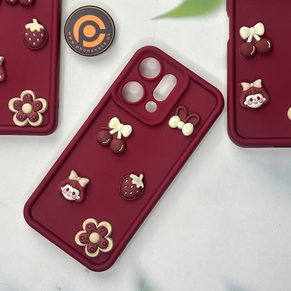 Oppo Reno 14  Pro - Cute 3D Cherry Flower Icons Silicon Case