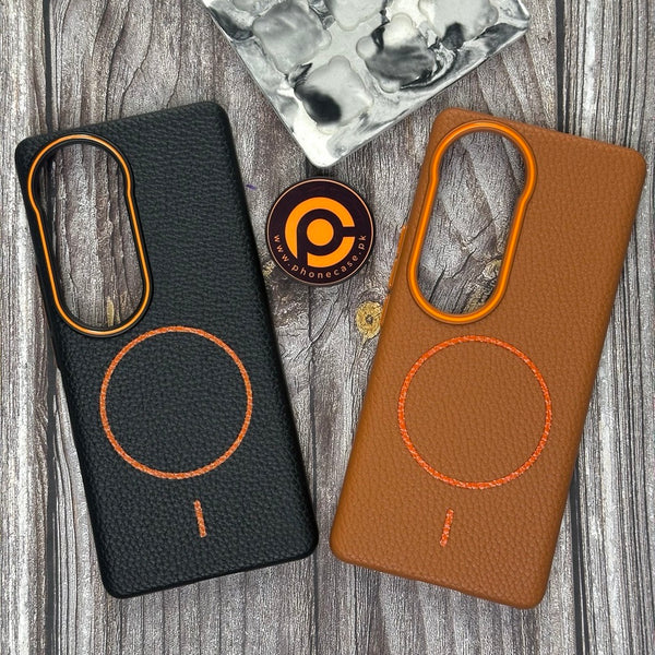 Vivo V40 - Branded Leather Texture MagSafe Compatible Anti-Slip Soft Case