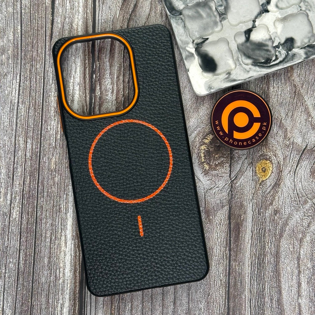 Oppo A5 Pro - Branded Leather Texture MagSafe Compatible Anti-Slip Soft Case