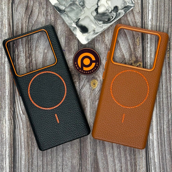 Infinix Note 40 Pro/ Note 40 Pro Plus - Branded Leather Texture MagSafe Compatible Anti-Slip Soft Case