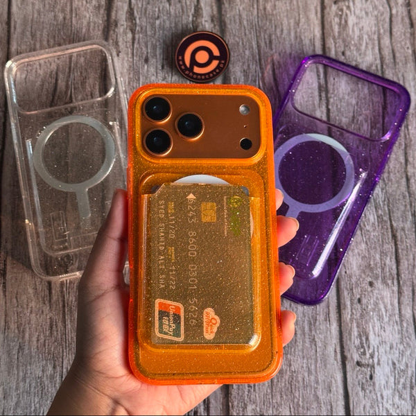 iPhone 17 Pro Max - 2 in 1 Luxury Glitter MagSafe supported Case with Detachable Card Wallet Holder