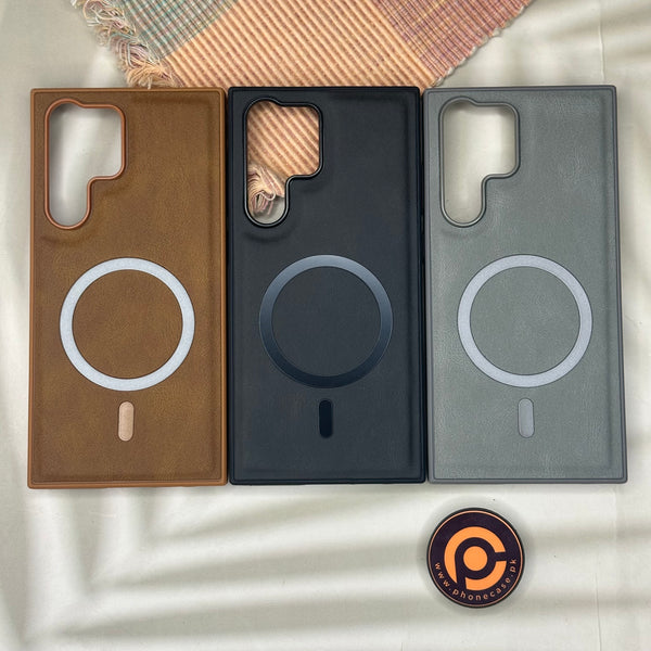 Samsung Galaxy S21 Ultra - Elegant Magnetic Grainy Leather Anti-Fingerprint Case