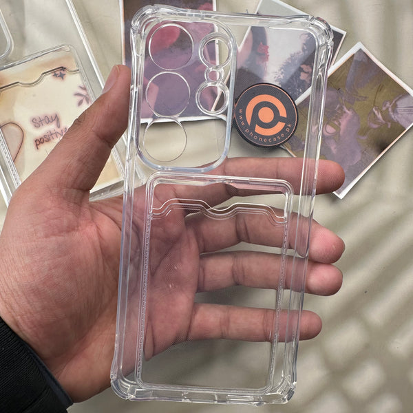 Galaxy S26 Ultra - Wallet Card Holder Transparent Slot ShockProof Case