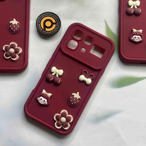 Infinix note 60 / 60 pro - Cute 3D Cherry Flower Icons Silicon Case