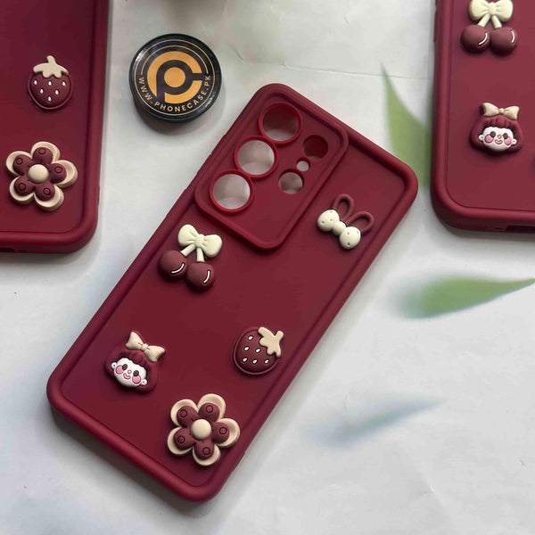 Tecno Camon 50 Pro 4G - Cute 3D Cherry Flower Icons Silicon Case