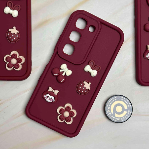 Infinix Hot 70 Pro - Cute 3D Cherry Flower Icons Silicon Case