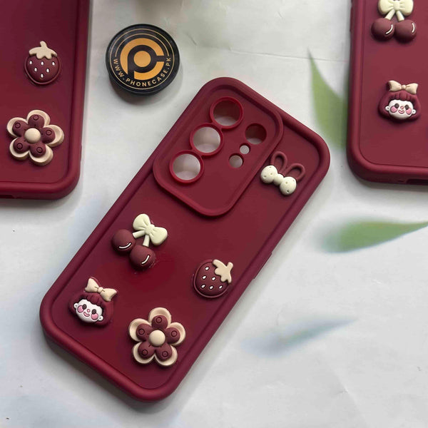 Tecno Camon 50 4G -  Cute 3D Cherry Flower Icons Silicon Case