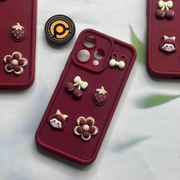 OPPO RENO 15 5G  -  Cute 3D Cherry Flower Icons Silicon Case