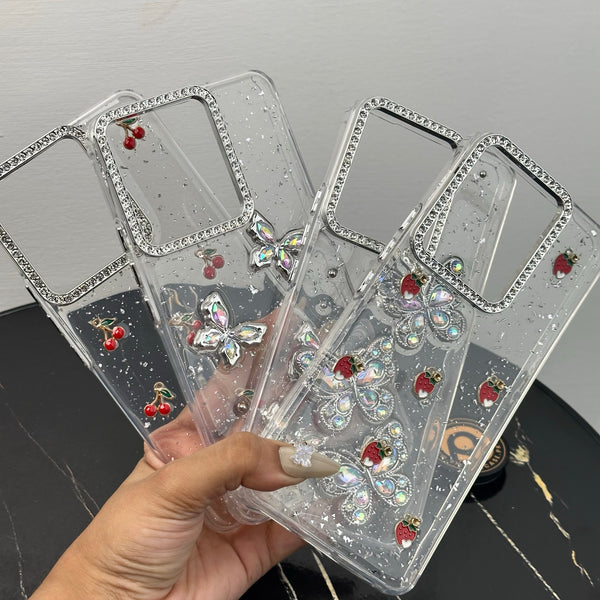 Vivo V60 Lite – Glim Transparent Shockproof Phone Case with Gemstone Camera Edges