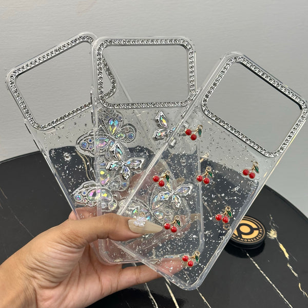 Spark 40 4G – Glim Transparent Shockproof Phone Case with Gemstone Camera Edges