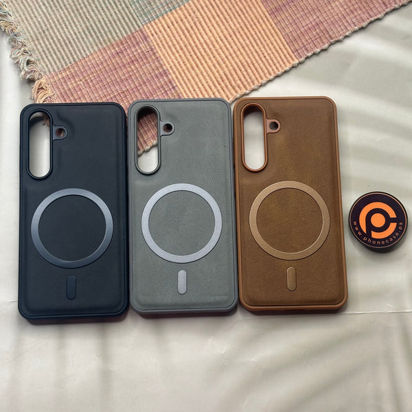 Samsung Galaxy S25 - Elegant Magnetic Grainy Leather Anti-Fingerprint Case