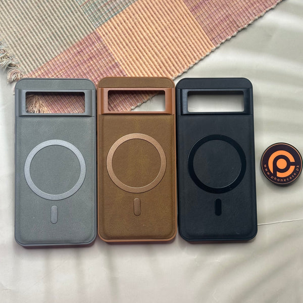 Google Pixel 8 - Elegant Magnetic Grainy Leather Anti-Fingerprint Case