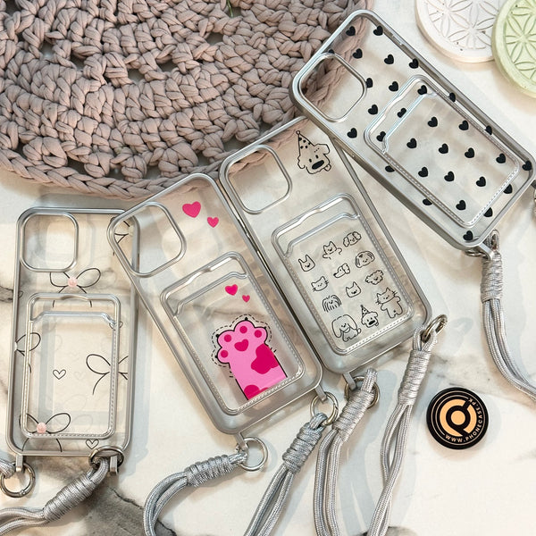 iPhone 16 Pro - Clear Electroplated Card Slot Case with Wrist Strap