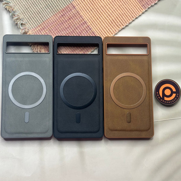 Google Pixel 6A - Elegant Magnetic Grainy Leather Anti-Fingerprint Case