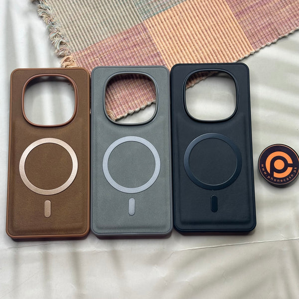 Redmi Note 14 Pro Plus - Elegant Magnetic Grainy Leather Anti-Fingerprint Case