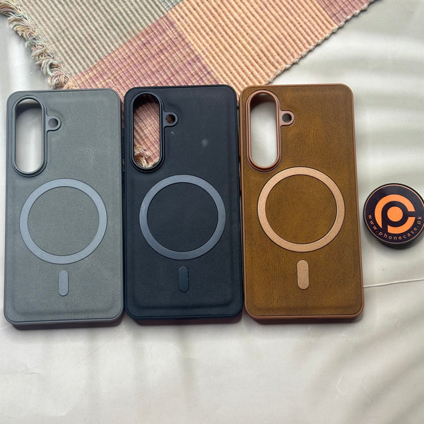 Samsung Galaxy S26 - Elegant Magnetic Grainy Leather Anti-Fingerprint Case