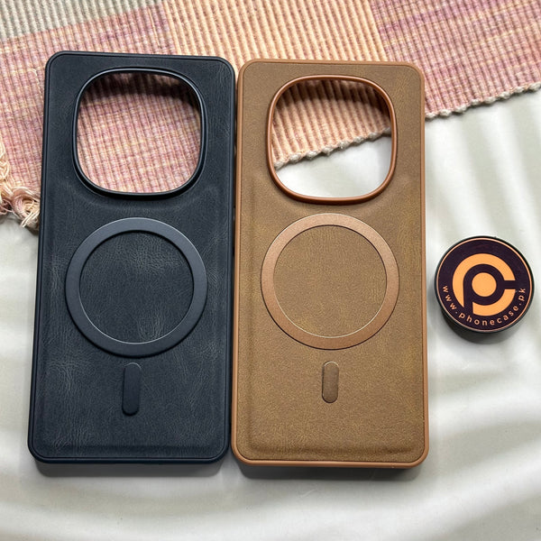 Redmi Note 14 Pro - Elegant Magnetic Grainy Leather Anti-Fingerprint Case