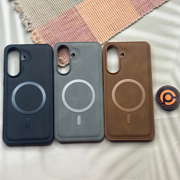 Samsung Galaxy A17 - Elegant Magnetic Grainy Leather Anti-Fingerprint Case