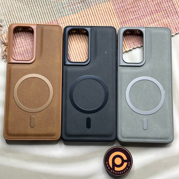 Samsung Galaxy S21 Ultra - Elegant Magnetic Grainy Leather Anti-Fingerprint Case