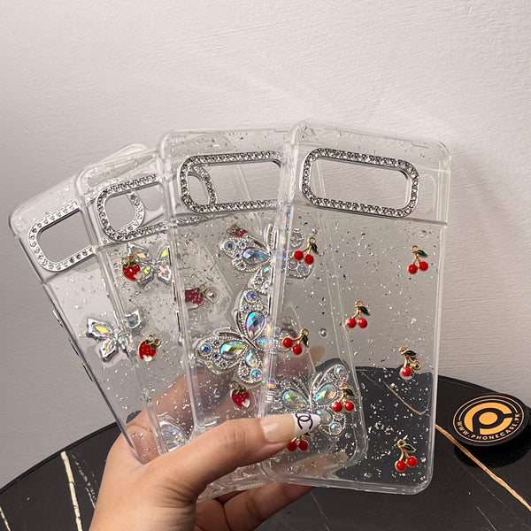 Google Pixel 8 Pro – Glim Transparent Shockproof Phone Case with Gemstone Camera Edges