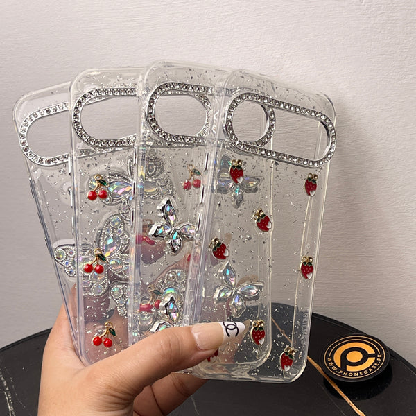 Google Pixel 9 Pro XL/10 Pro XL – Glim Transparent Shockproof Phone Case with Gemstone Camera Edges
