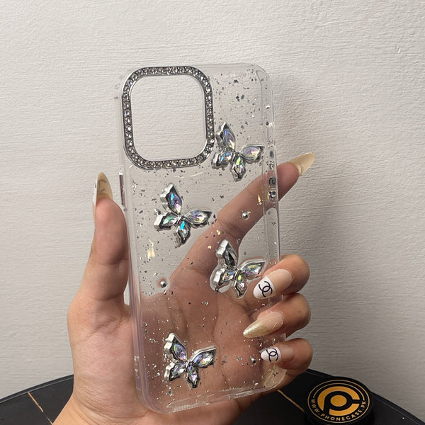 iPhone 12 Pro Max – Glim Transparent Shockproof Phone Case with Gemstone Camera Edges