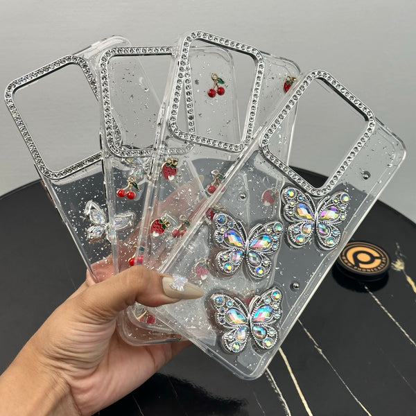 Vivo V60 5G – Glim Transparent Shockproof Phone Case with Gemstone Camera Edges
