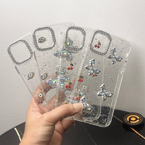 iPhone 11 – Glim Transparent Shockproof Phone Case with Gemstone Camera Edges