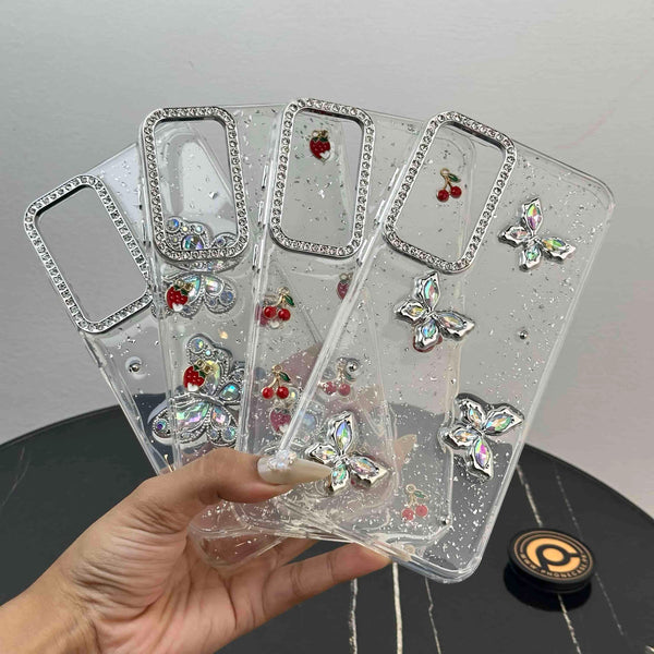 Galaxy A55 – Glim Transparent Shockproof Phone Case with Gemstone Camera Edges