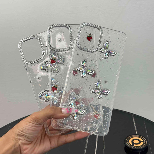 Galaxy A07 – Glim Transparent Shockproof Phone Case with Gemstone Camera Edges