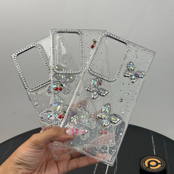Galaxy S24 Ultra – Glim Transparent Shockproof Phone Case with Gemstone Camera Edges