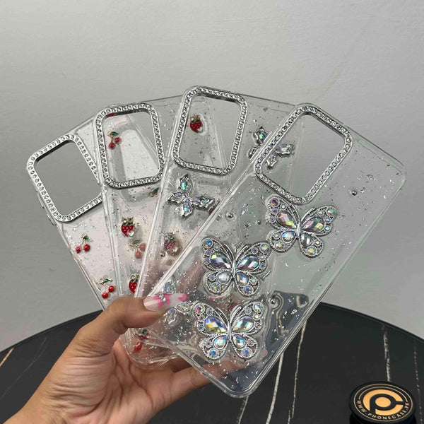 Galaxy A17 – Glim Transparent Shockproof Phone Case with Gemstone Camera Edges